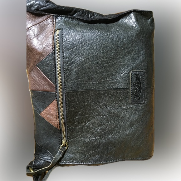 LUCKY BRAND Leather Patchwork Hippie Slouchy Abbey Road Fold Over Saddle Bag - Picture 2 of 13